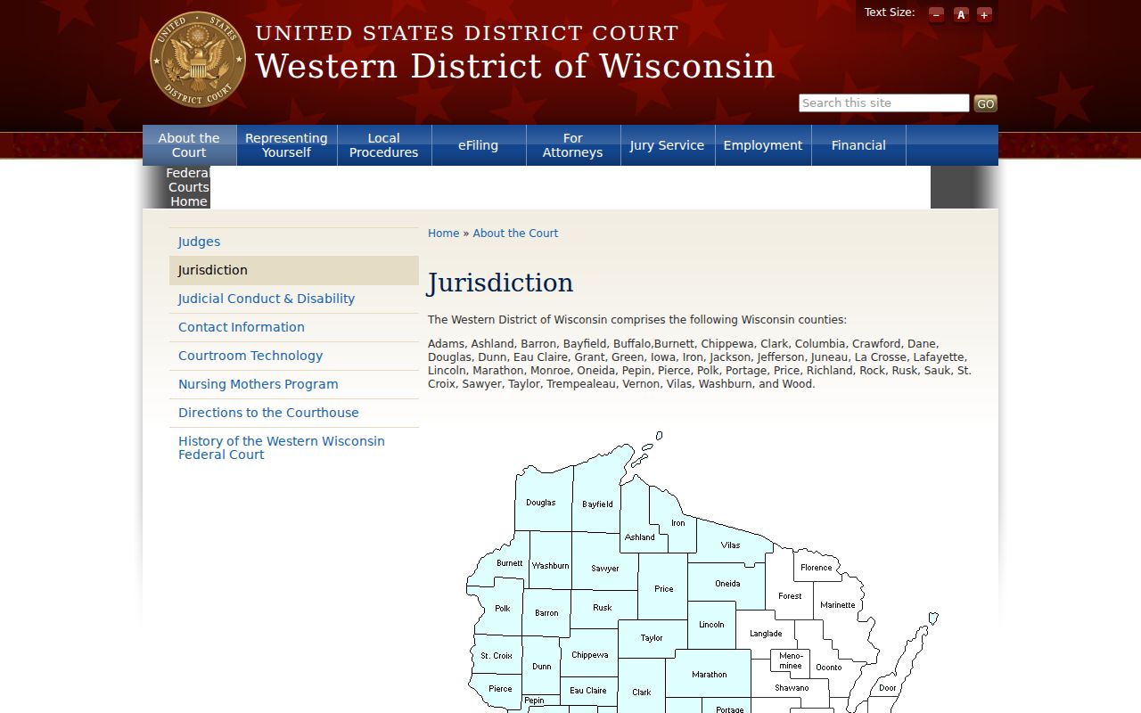 Federal district jurisdiction for Iron County court records